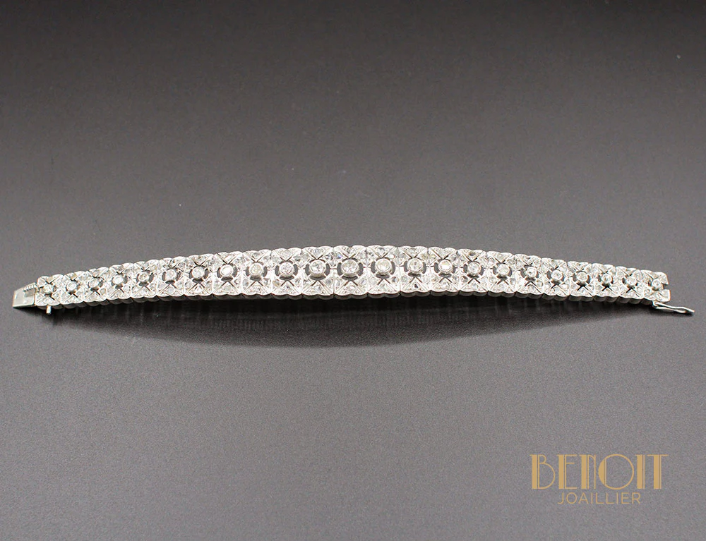 Bracelet Art Déco Argent Diamants - Image 2