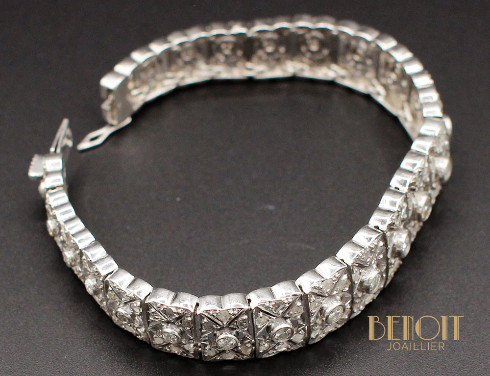 Bracelet Art Déco Argent Diamants - Image 3