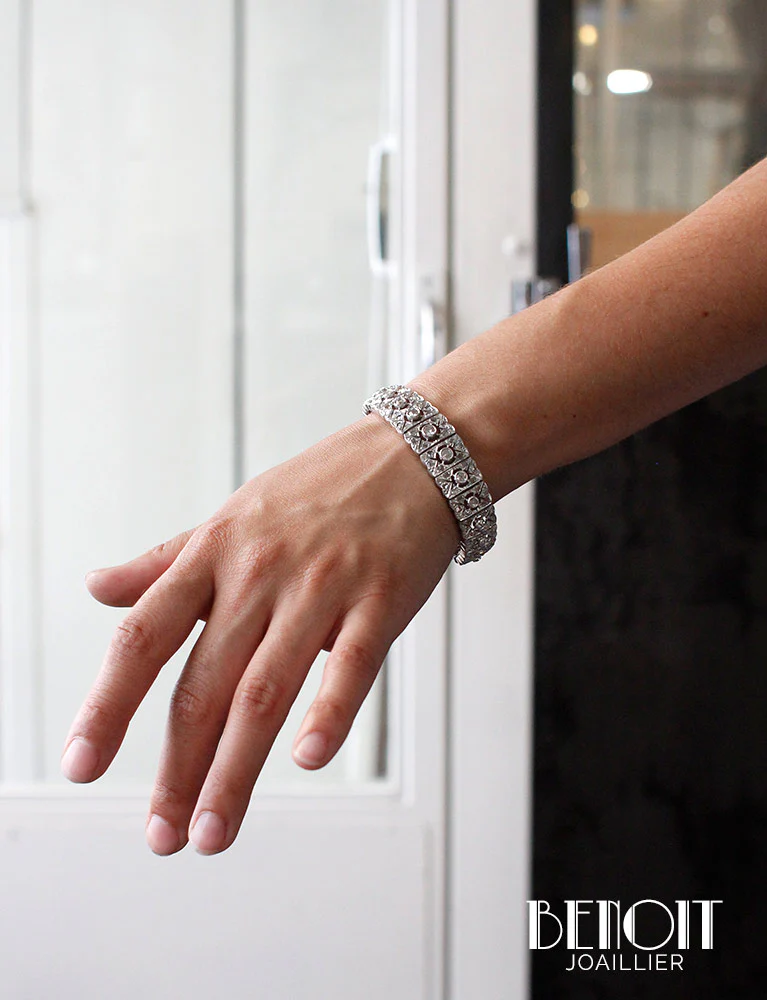 Bracelet Art Déco Argent Diamants - Image 5