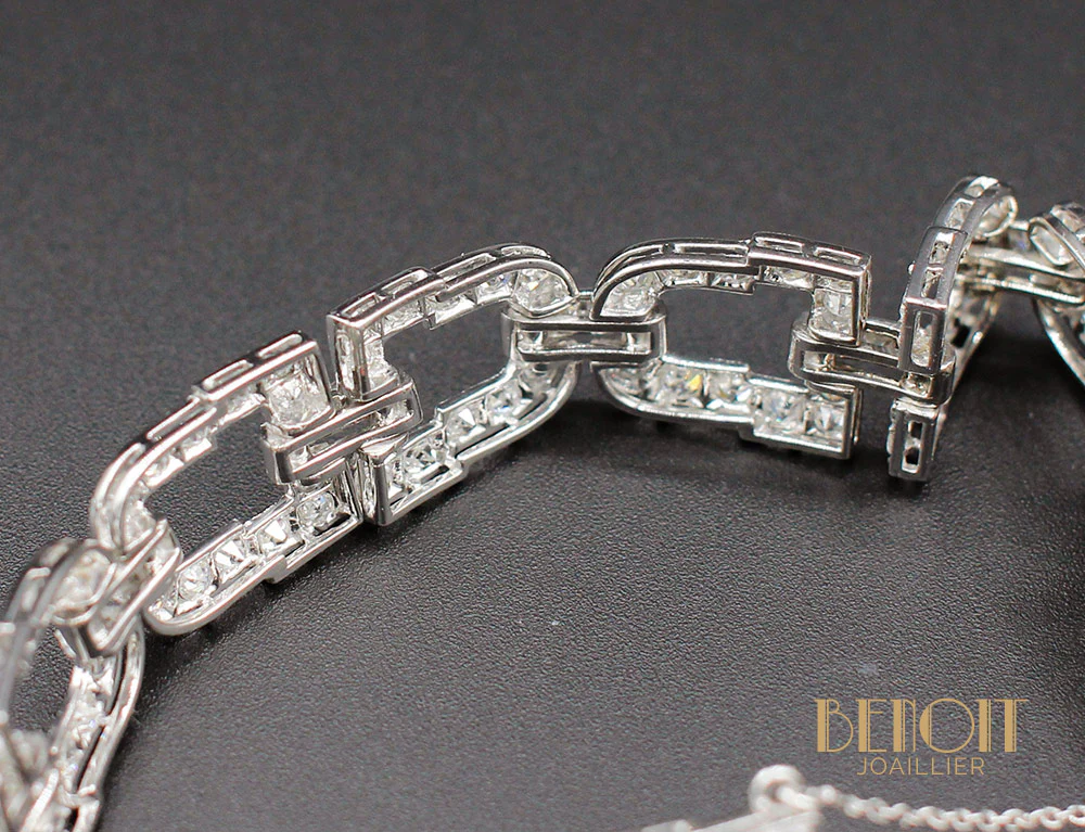 Bracelet Art Déco Platine Diamants - Image 4