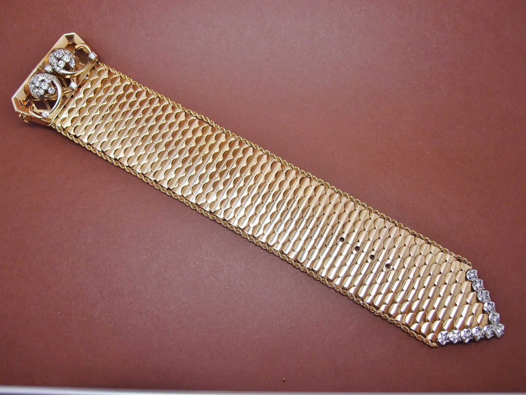 bracelet ceinture vers 1950 , or 18 carats et diamants, 118.6 gr - Image 7