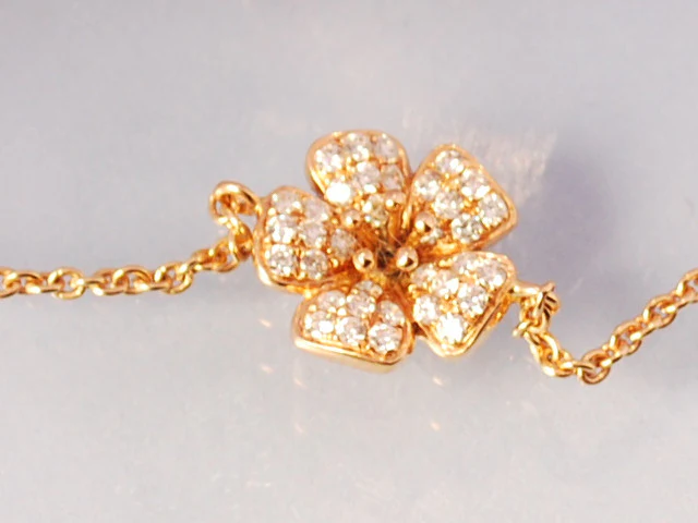 Bracelet fleur de diamants et or rose - Image 4