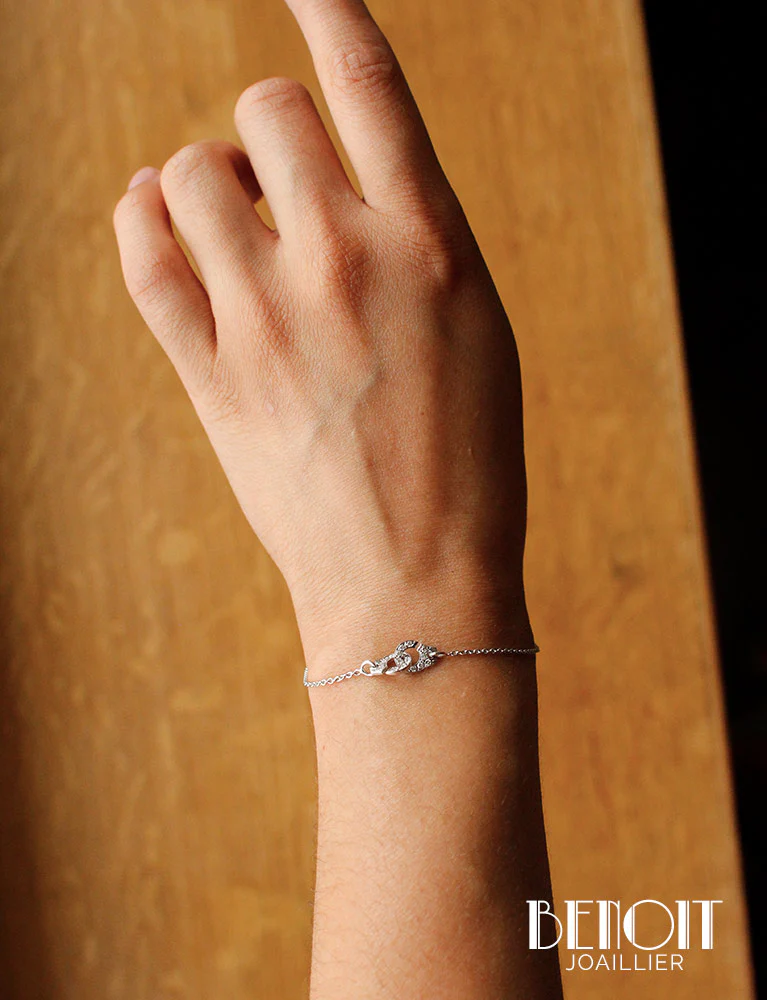 Bracelet Menottes R7 "Dinh Van" Diamants Or Blanc - Image 5