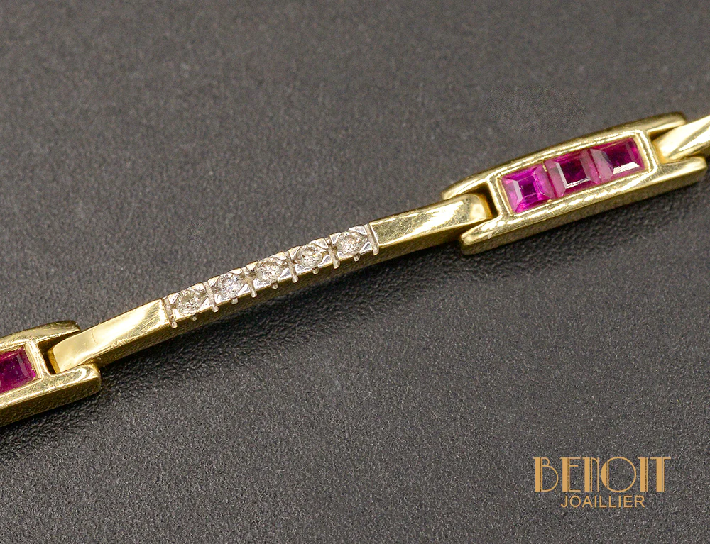 Bracelet Or Jaune Diamant et Rubis Verneuils - Image 2