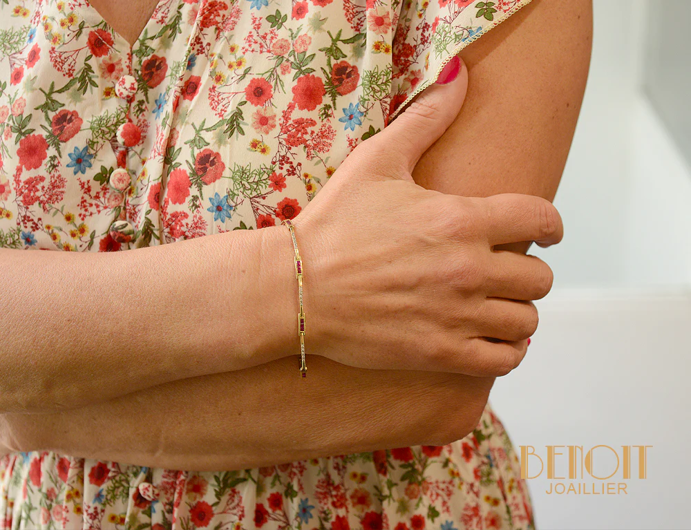 Bracelet Or Jaune Diamant et Rubis Verneuils - Image 5