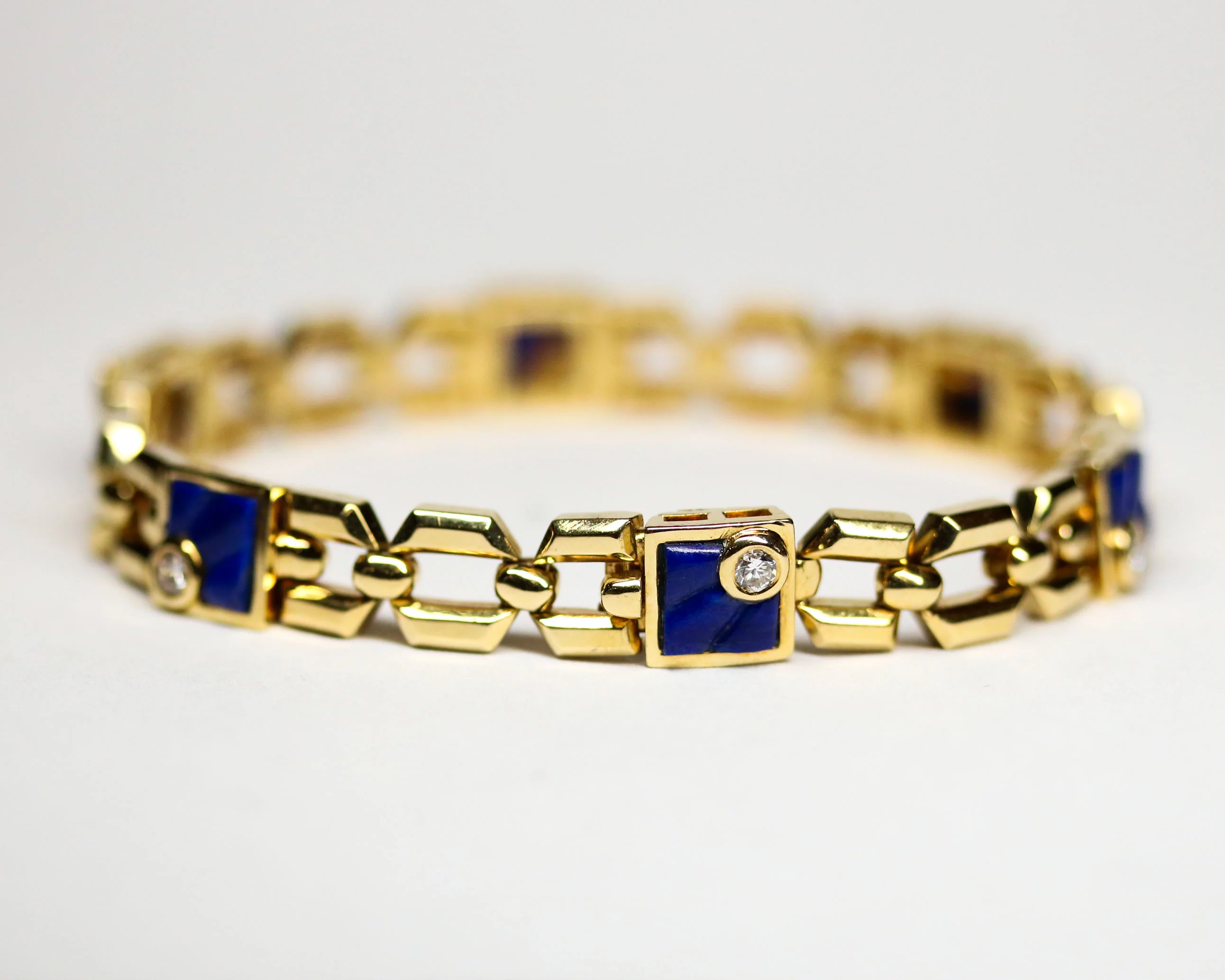 Bracelet Or jaune Diamants et Lapis Lazuli - Image 8
