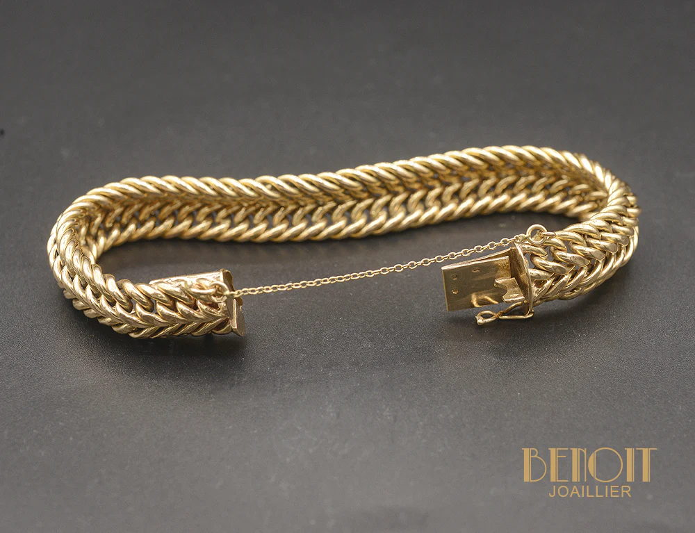Bracelet Or Rose Maille Américaine Vintage - Image 2
