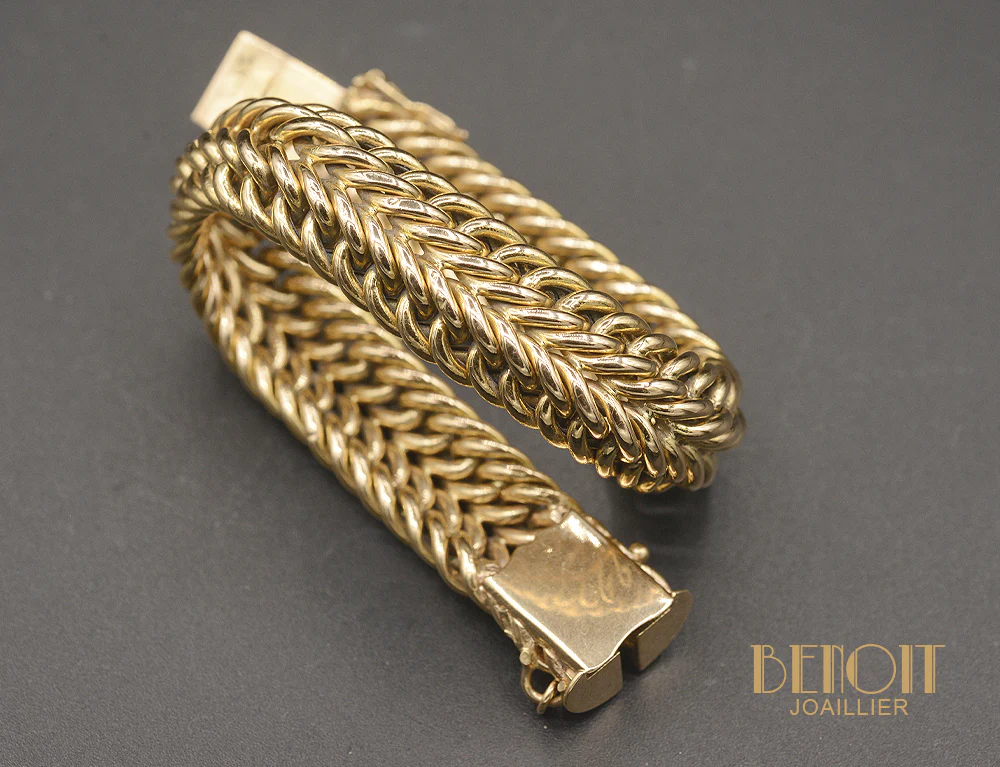 Bracelet Or Rose Maille Américaine Vintage - Image 3