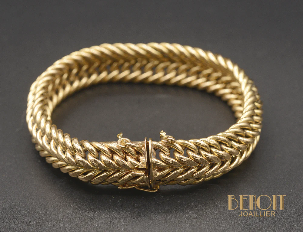 Bracelet Or Rose Maille Américaine Vintage - Image 4
