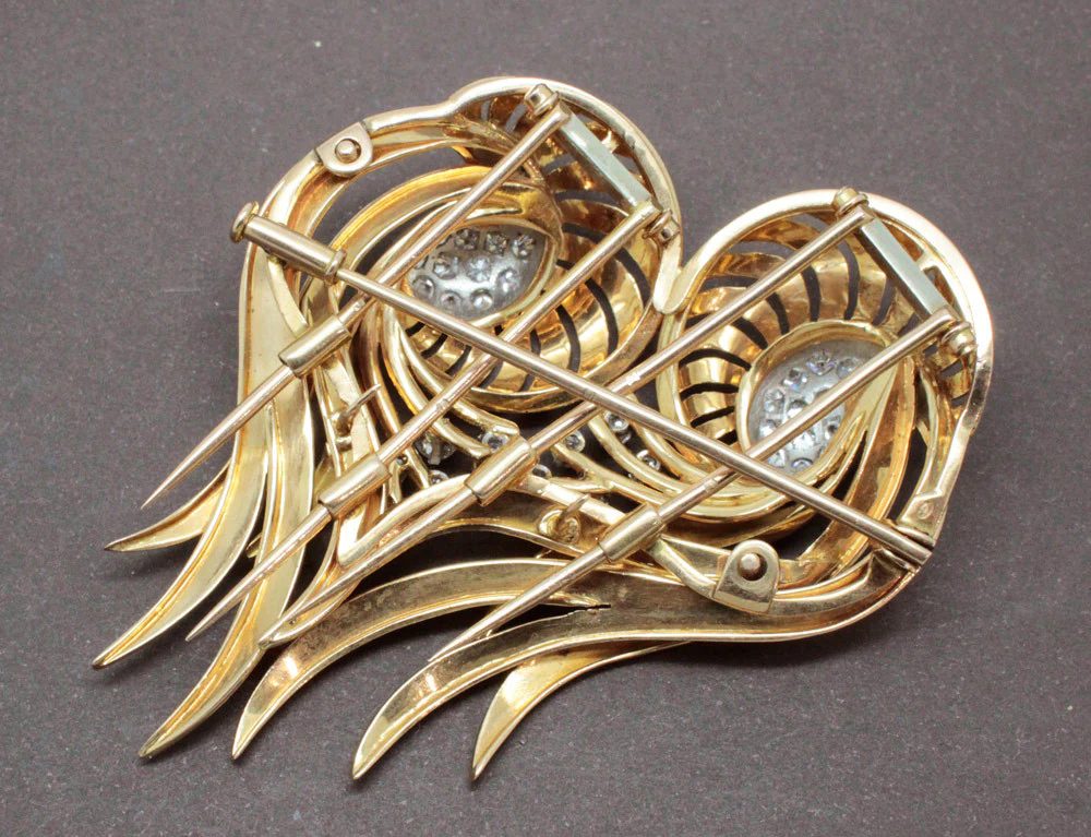 Broche 1950 Double Clip Or et Diamants - Image 7