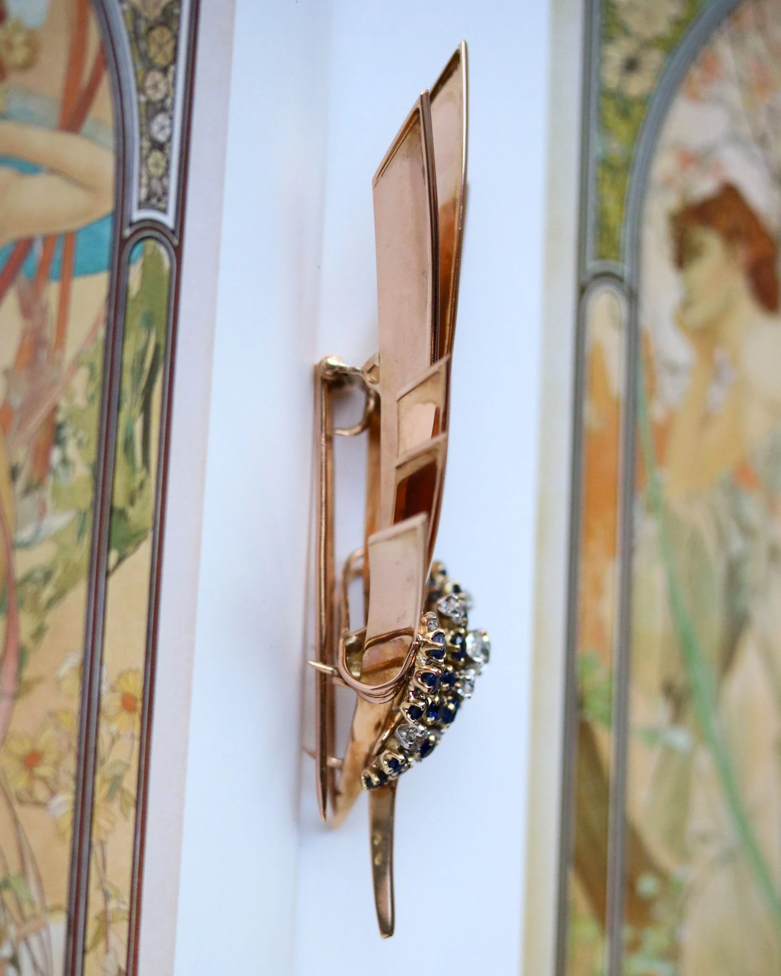 Broche 1950 en Or Saphirs et Diamants - Image 2