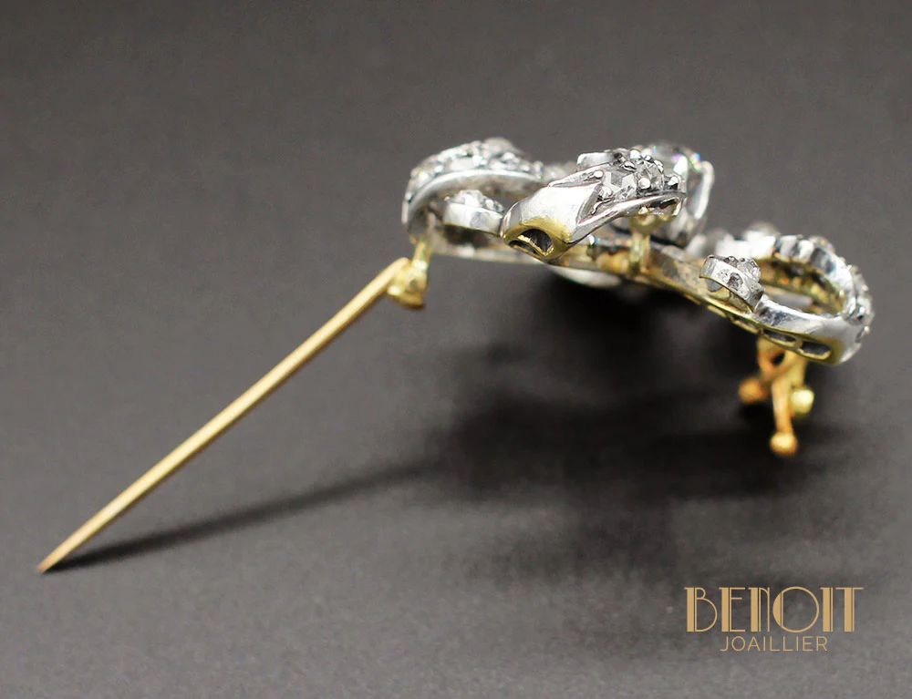 Broche Ancienne Fleur Diamants - Image 4