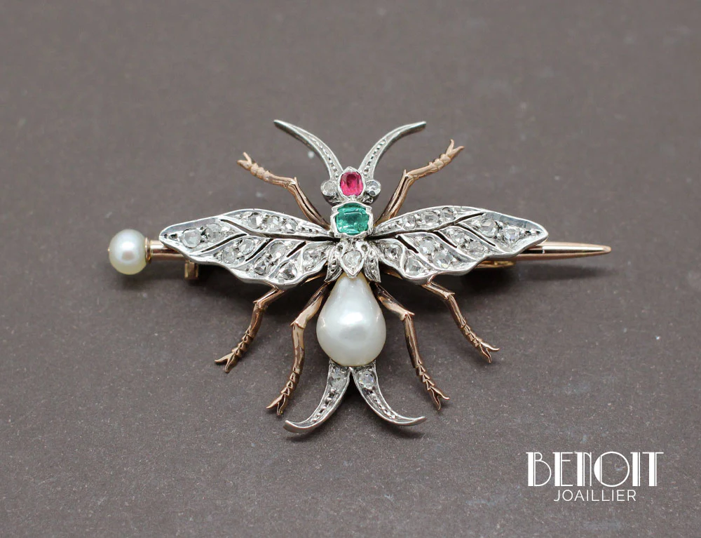 Broche Ancienne Insecte XIXe