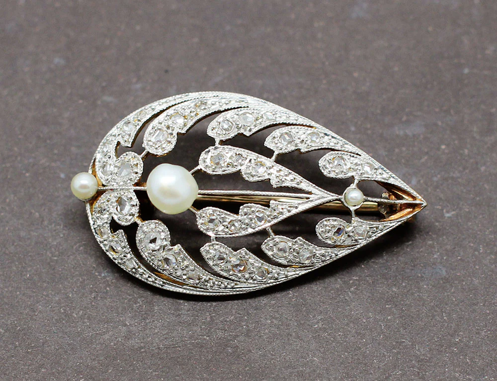Broche Ancienne Perles Diamants - Image 2
