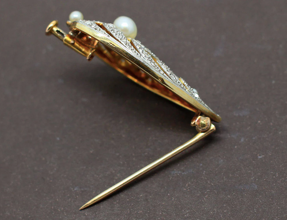 Broche Ancienne Perles Diamants - Image 3