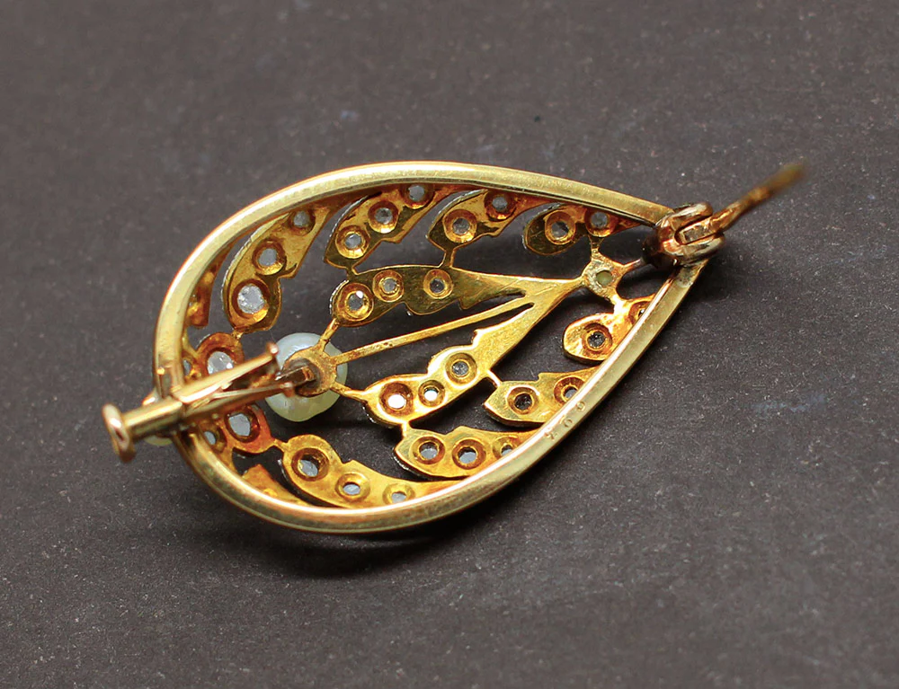 Broche Ancienne Perles Diamants - Image 4