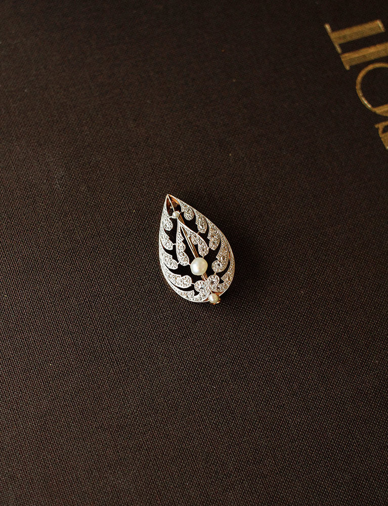 Broche Ancienne Perles Diamants - Image 5