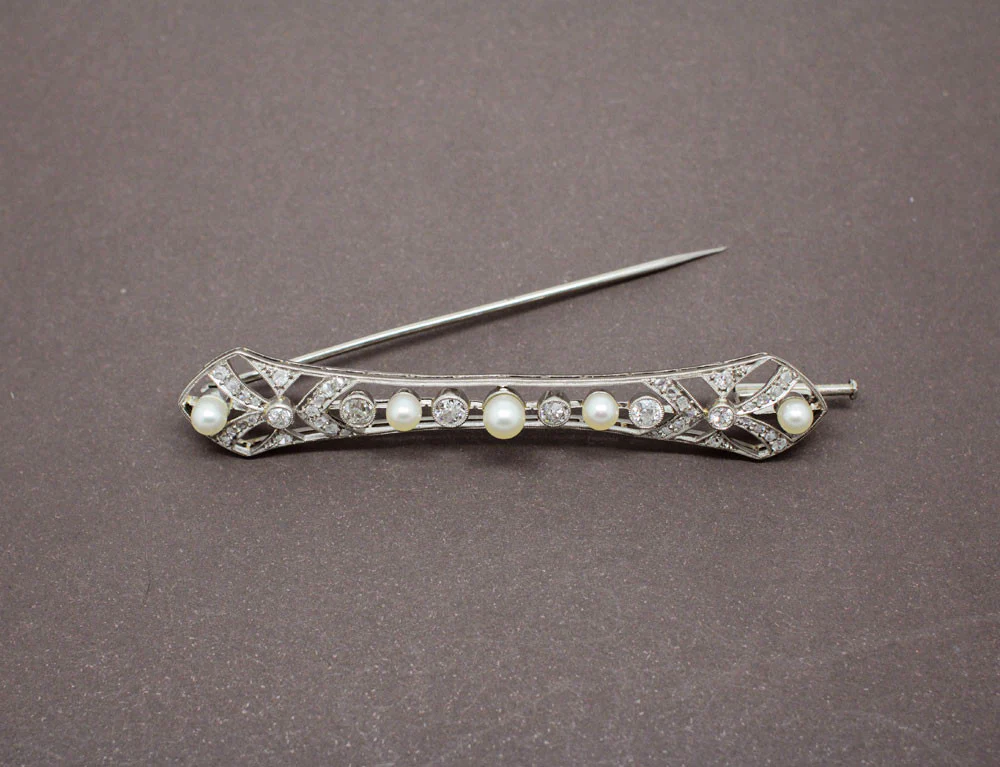 Broche Art Déco Perle et Diamants - Image 2