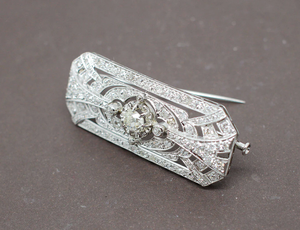 Broche Art Déco Platine Diamants - Image 2