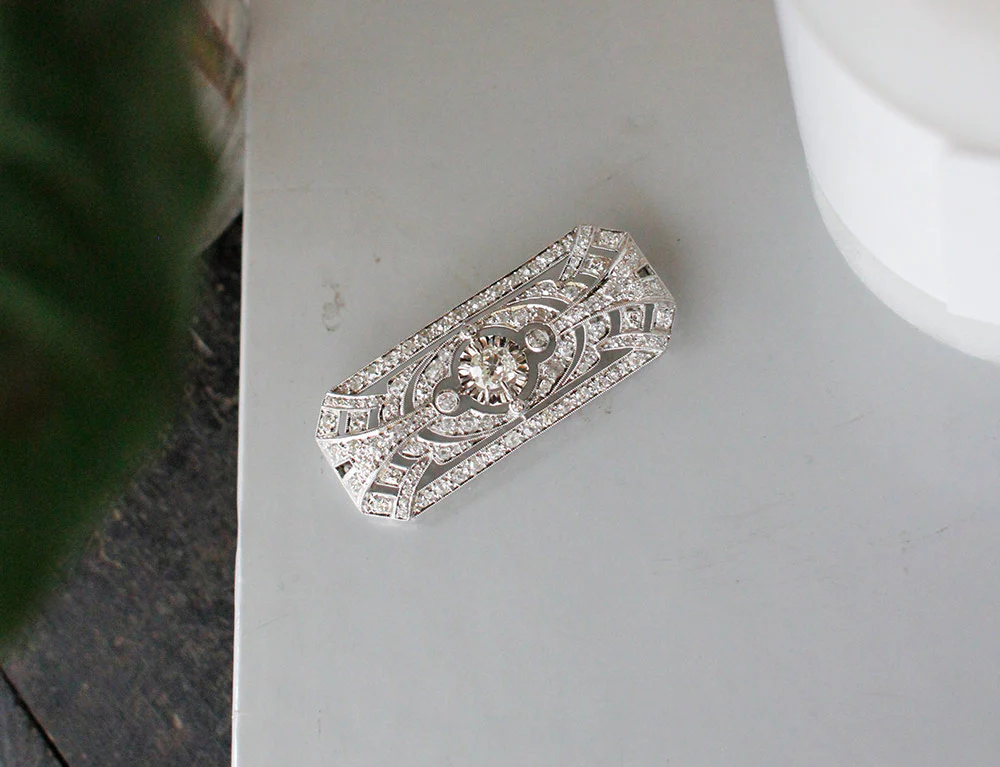 Broche Art Déco Platine Diamants - Image 6