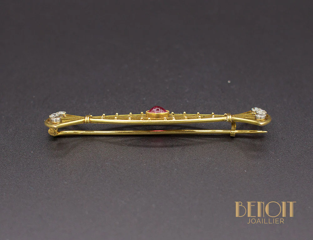 Broche Art Déco Rubis Diamants - Image 2