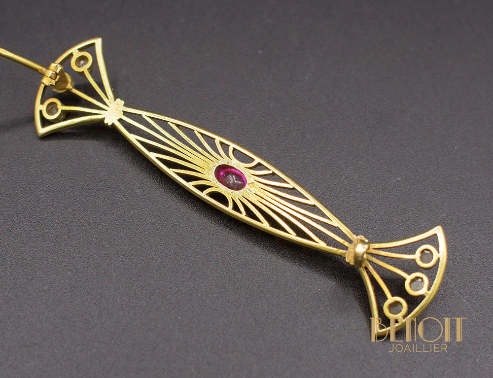 Broche Art Déco Rubis Diamants - Image 3