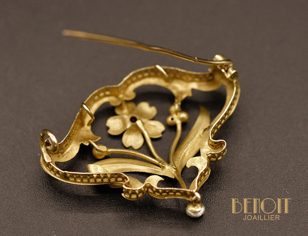 Broche Art Nouveau en Or Jaune - Image 3