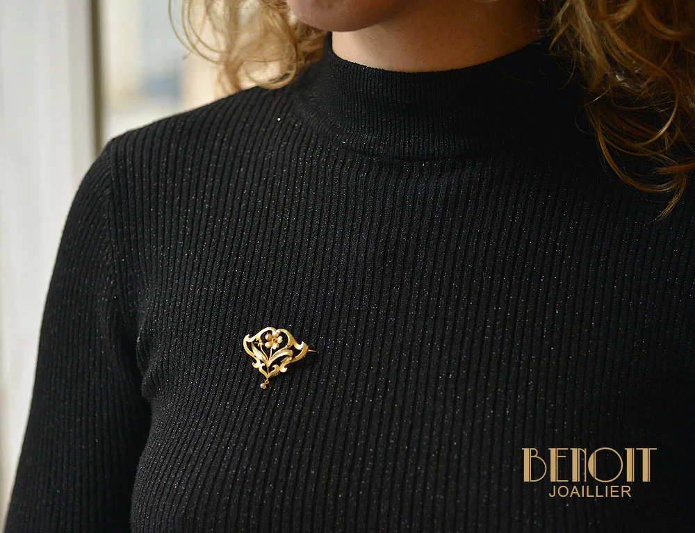 Broche Art Nouveau en Or Jaune - Image 5