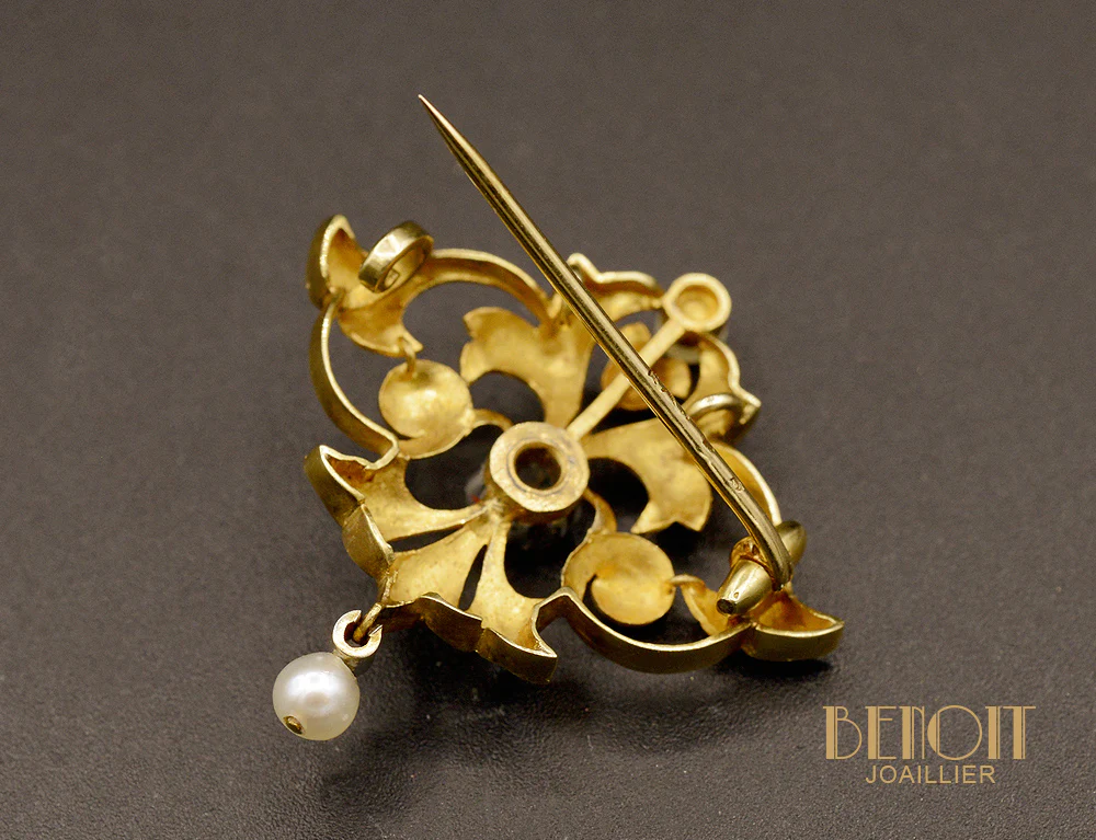 Broche Art Nouveau Perles fines et Diamants - Image 3
