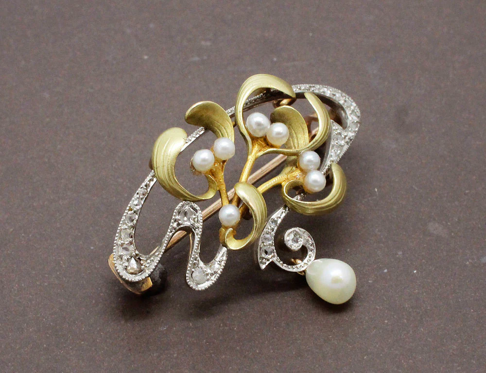 Broche Art Nouveau Perles Fines - Image 2