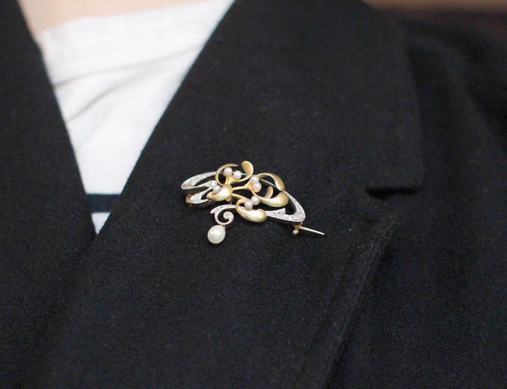 Broche Art Nouveau Perles Fines - Image 7