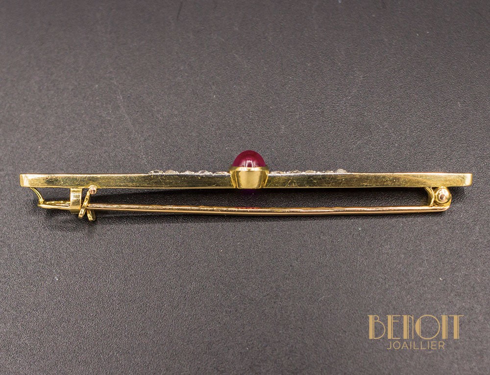Broche Barrette Grenat Diamants 1920 - Image 2
