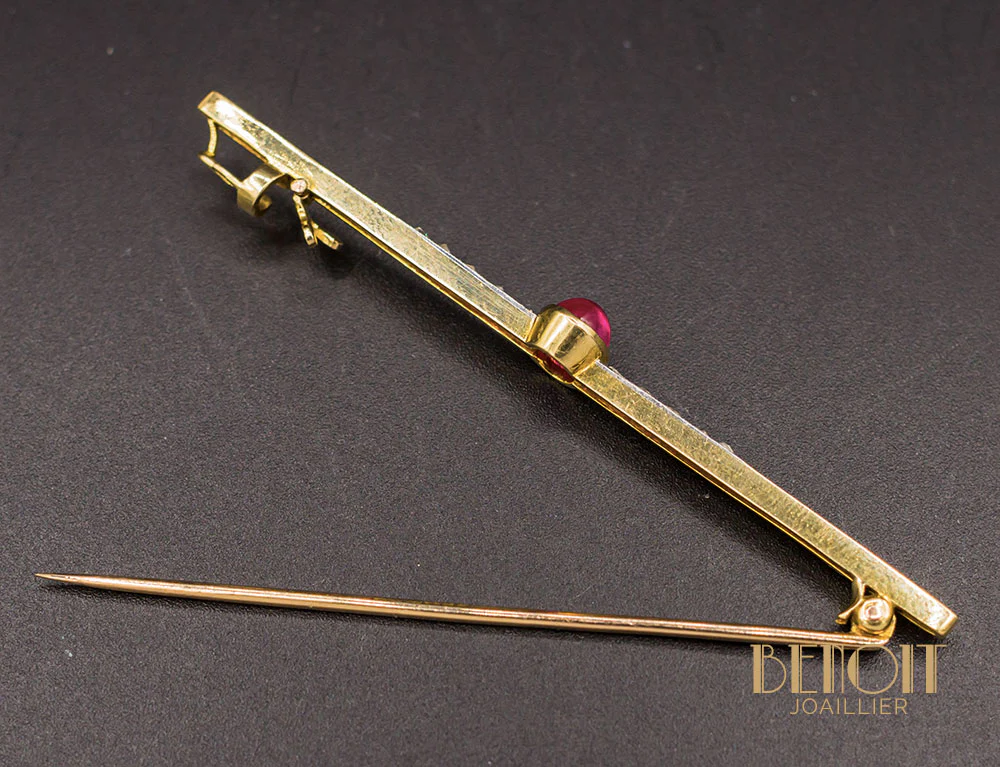 Broche Barrette Grenat Diamants 1920 - Image 4