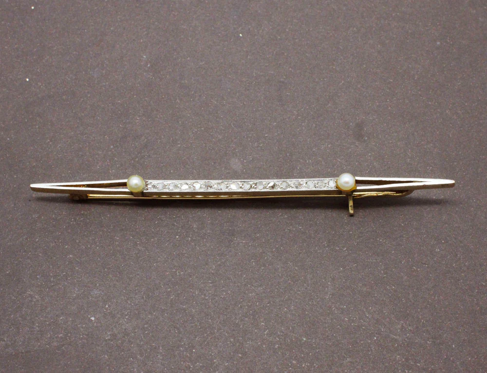 Broche Barrette Perles Diamants