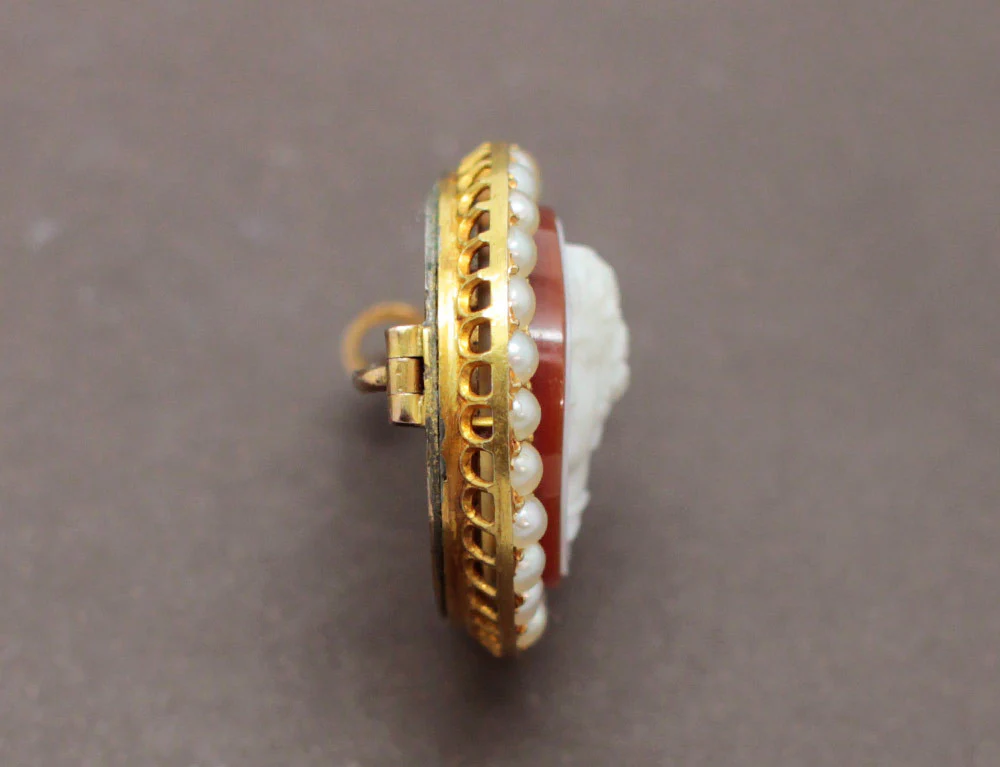 Broche Camée Or Perles Agate - Image 3