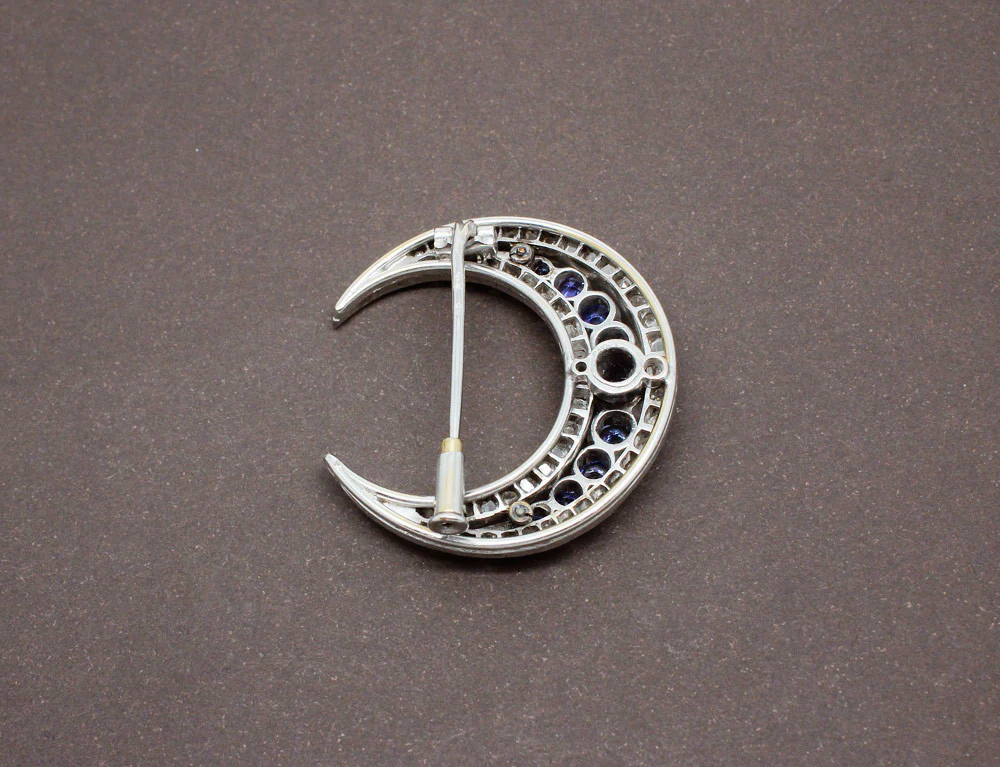 Broche Croissant Saphirs Diamants - Image 2