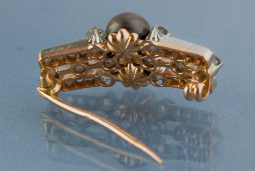 Broche diamants Perles et or - Image 4