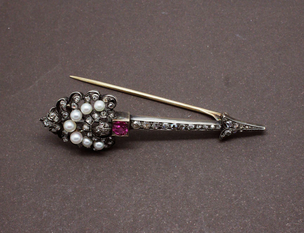 Broche Flèche Perles et Diamants - Image 2