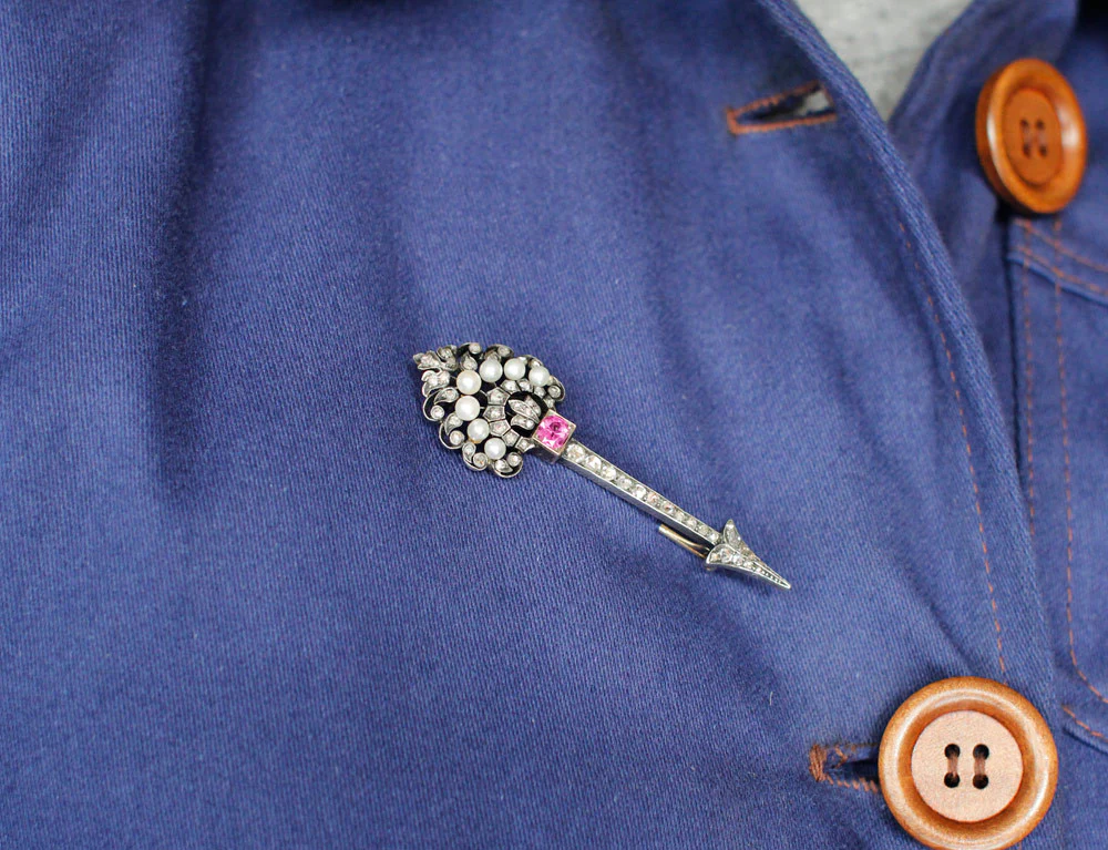 Broche Flèche Perles et Diamants - Image 5