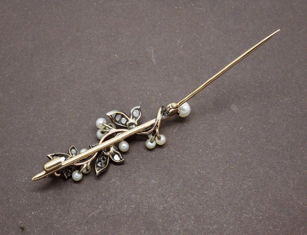 Broche Lierre Diamants et Perles Fines - Image 3