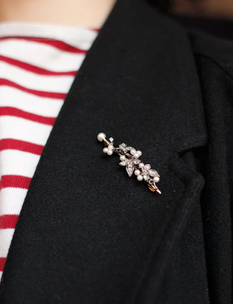 Broche Lierre Diamants et Perles Fines - Image 5