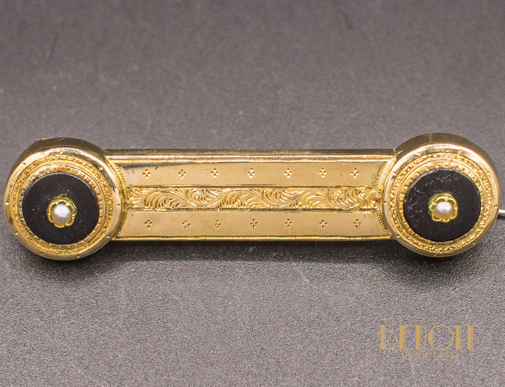 Broche Napoléon III Or Jaune Onyx - Image 3
