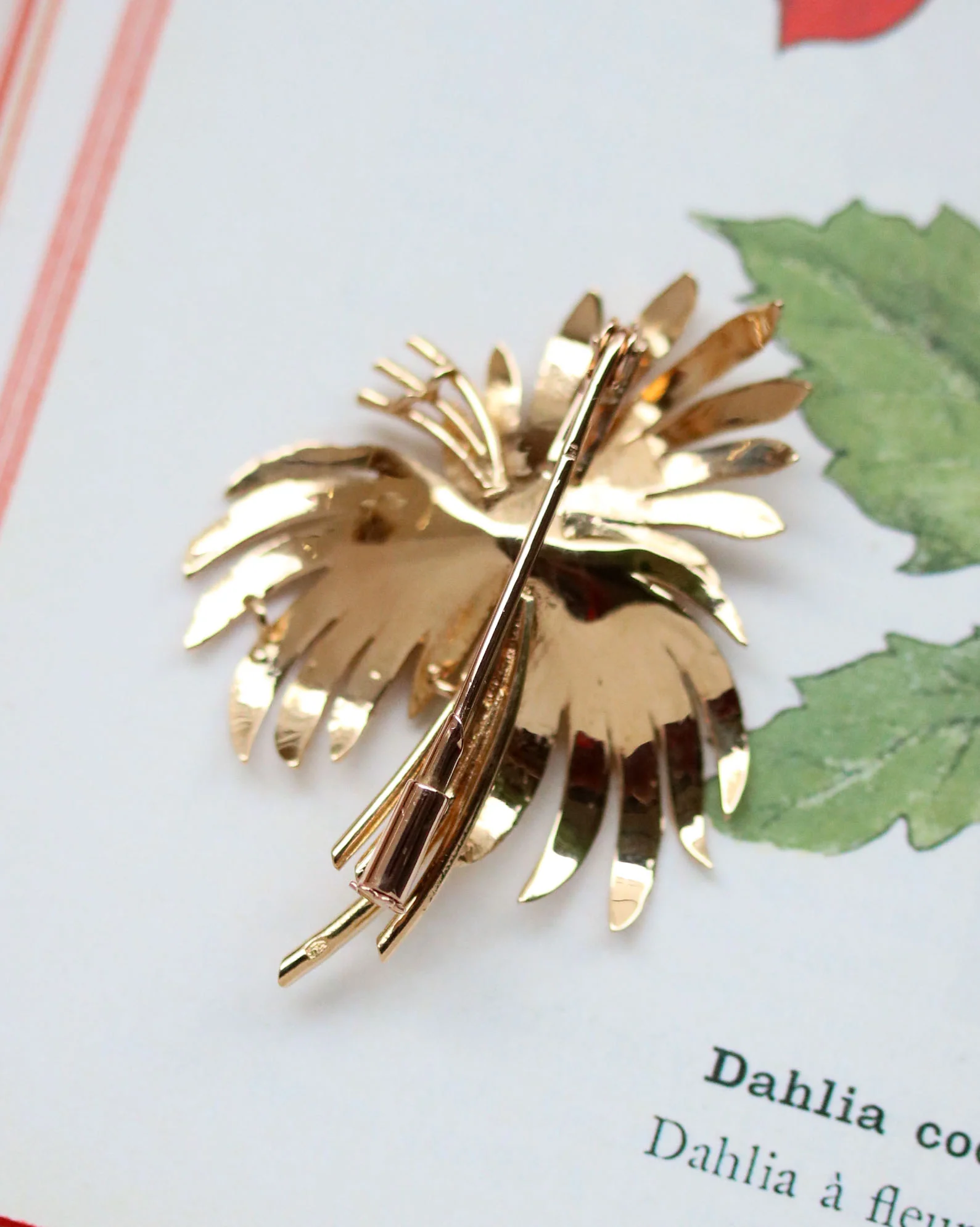 Broche Stylisée Palmier Or Perle - Image 3