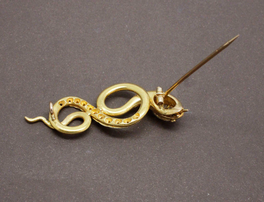 Broche Serpent Or XIXe Jaune - Image 3