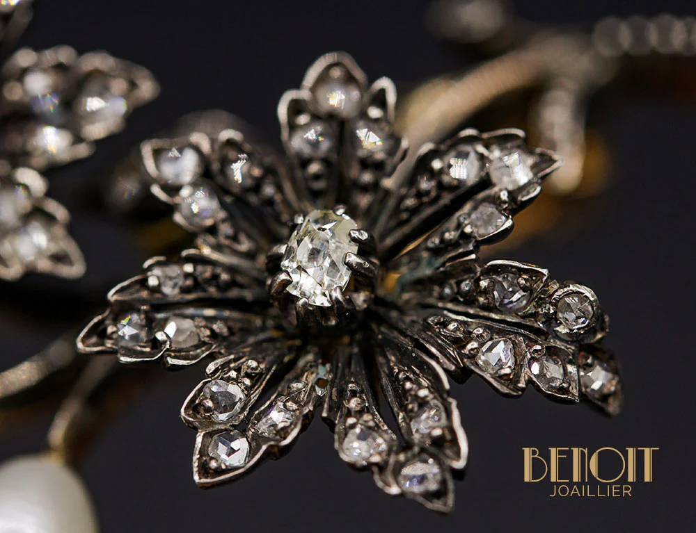 Broche Végétale XIXe Diamants - Image 2