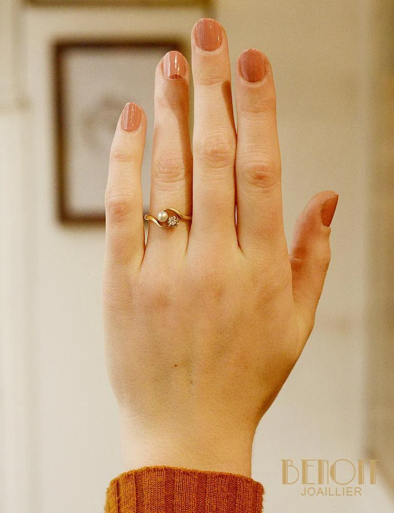 Toi et Moi Ancien Perle Fine et Diamant - Image 6