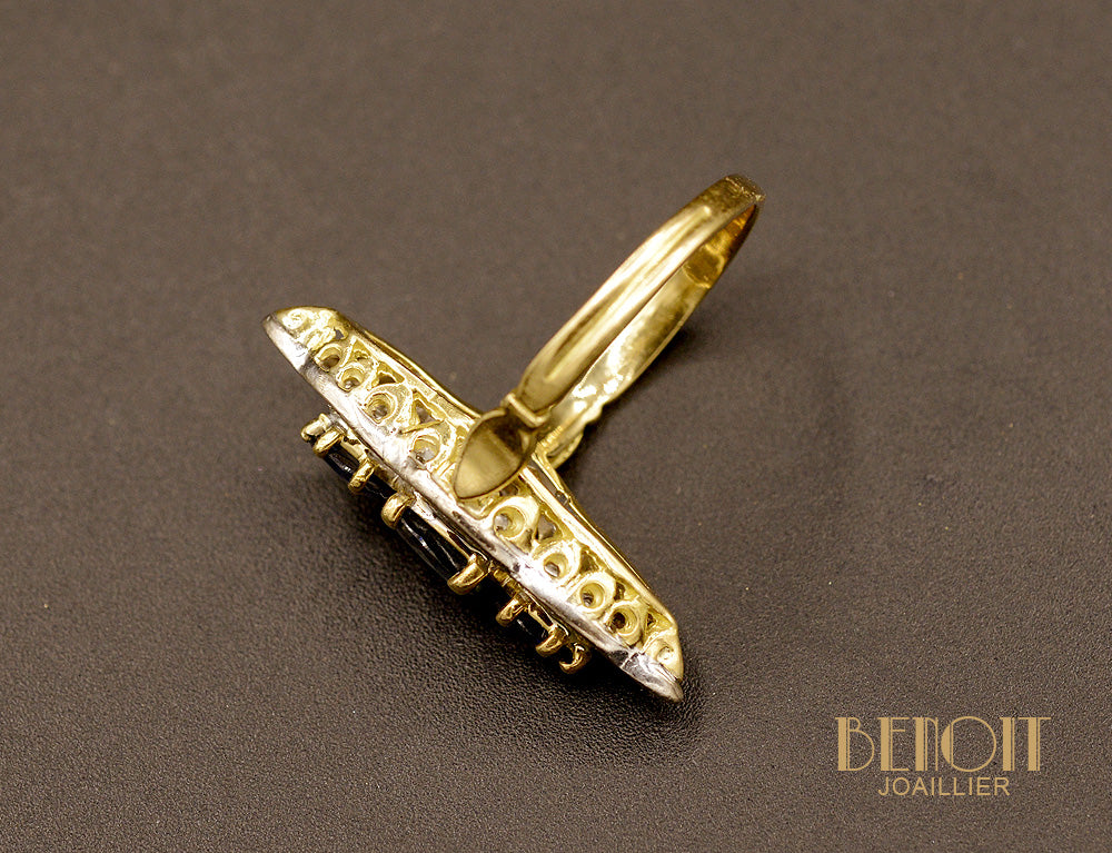 Bague marquise Saphirs et Diamants - Image 4