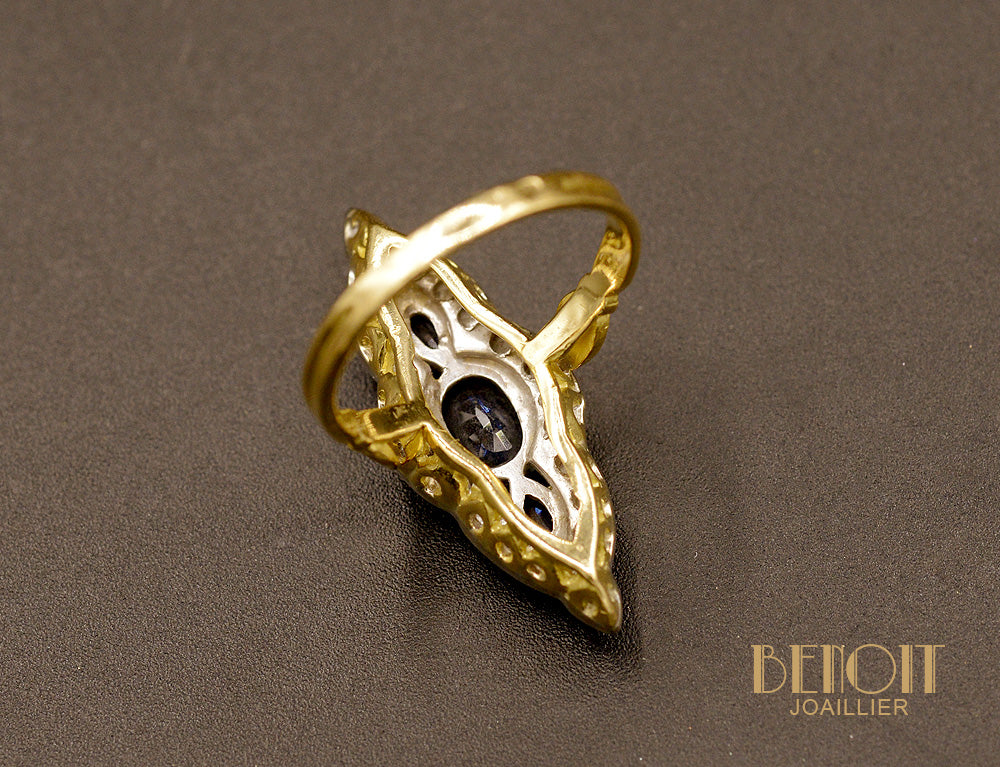 Bague marquise Saphirs et Diamants - Image 5
