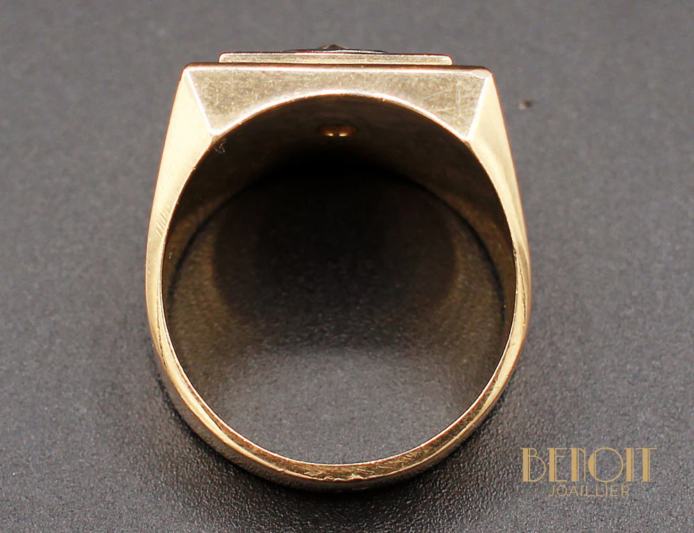 Chevalière Carrée Or Jaune Diamant - Image 4