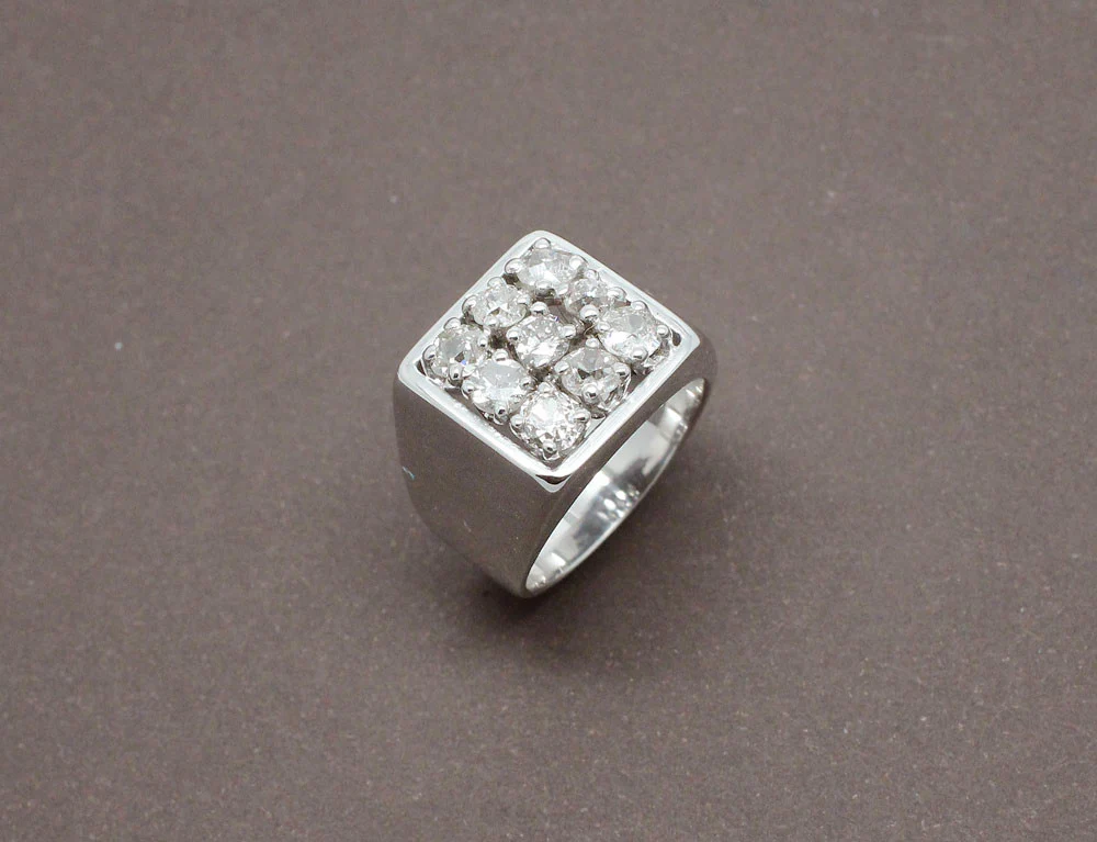 Chevalière Diamants Or Blanc